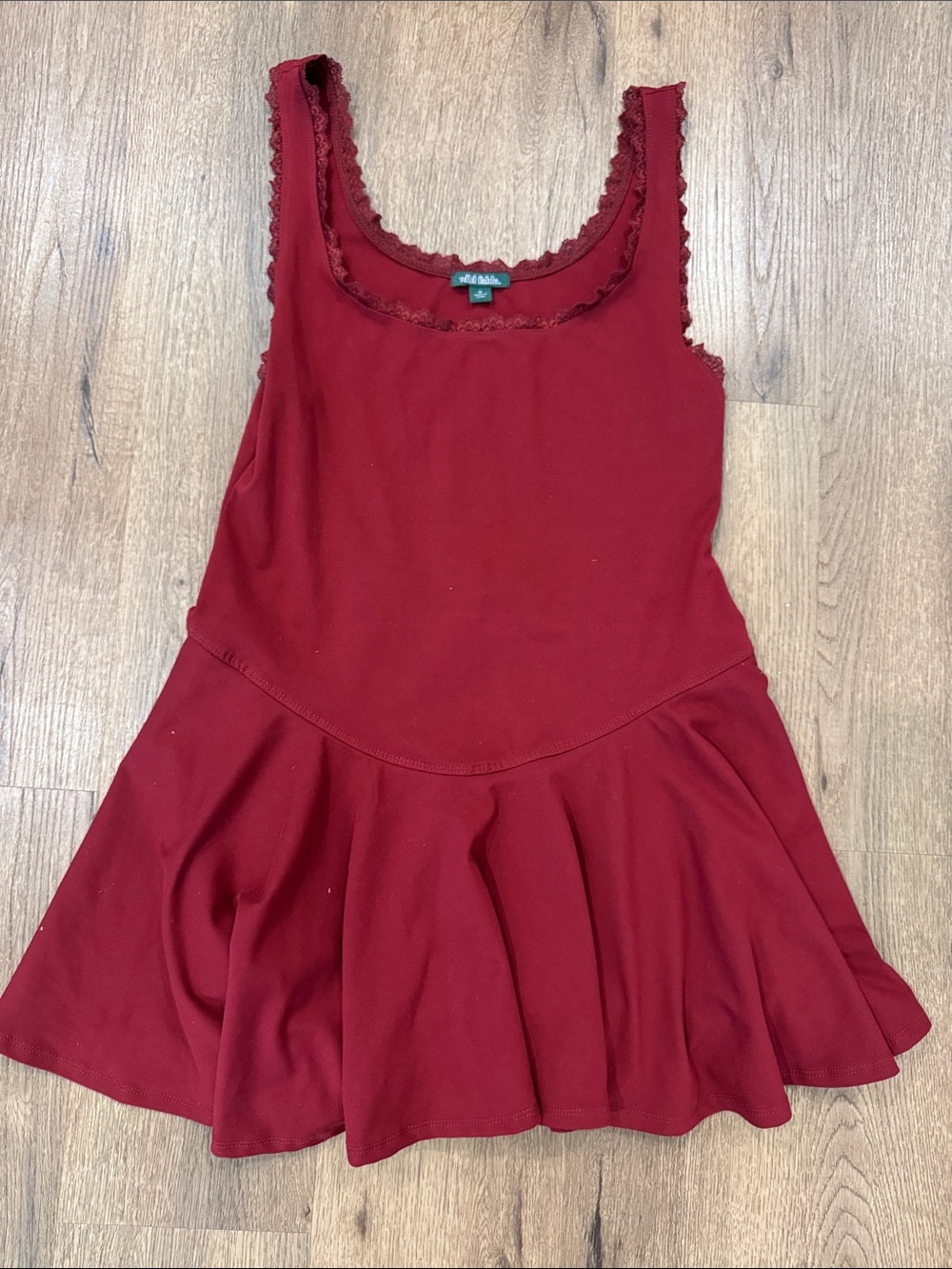 wild fable Burgundy Scoop Neck Romper with Skirted Bottom
